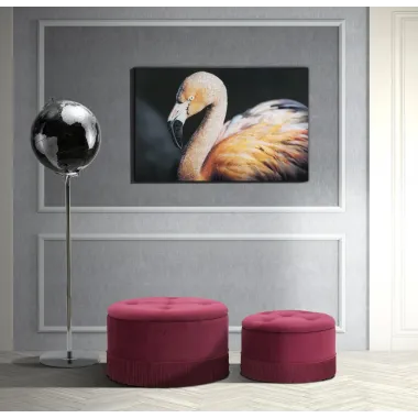 DRUK NA PŁÓTNIE Z APLIKACJAMI -B- FLAMINGO 120X3,8X80 cm